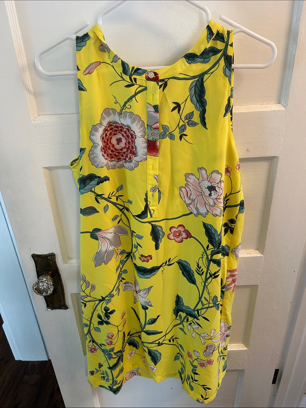 LOFT Yellow Floral Sleeveless Mini Dress